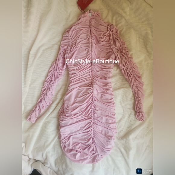 Magda Butrym X H&M Rose-Appliquéd Mock Turtleneck Dress Light Pink BNWT - Picture 12 of 16